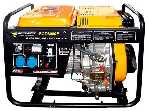 Генератор дизельний FORTE 1 фаза (220В), 6кВт, (FGD8000E)